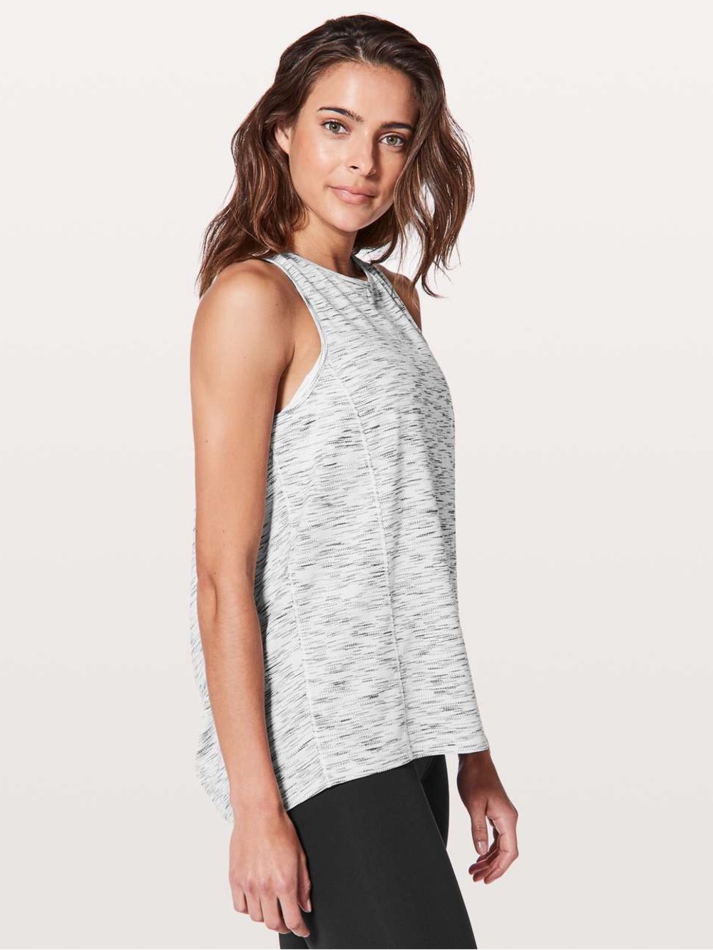 Lululemon Low Key Tank in Tiger Space Dye Gray White Open Back Size M / L
